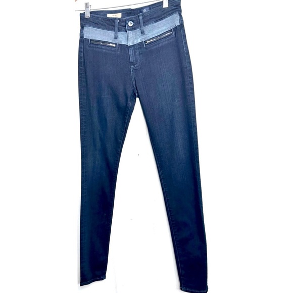 AG Adriano Goldschmied Zuri Moto Zipper High-Rise Skinny Blue Jeans Sz 27 New - Picture 1 of 16